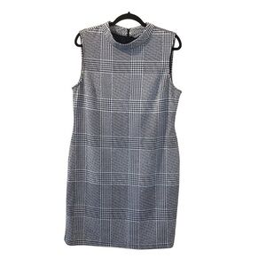 Sharagano Sleeveless Black & White Plaid Sheath Dress Size 12